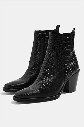 Topshop Mason Crocodile Effect Chelsea Boots