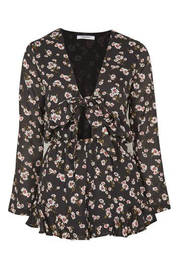 Topshop *scatter Daisy Tie Front Playsuit By Glamorous