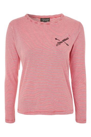 Topshop Long Sleeve 'heartbreaker' Stripe Top
