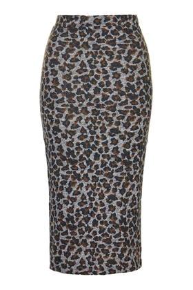 Topshop Leopard Print Midi Skirt