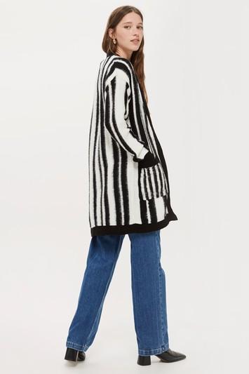Topshop Monochrome Striped Cardigan