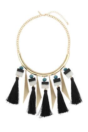 Topshop Semi Precious Facet And Tassel Necklace