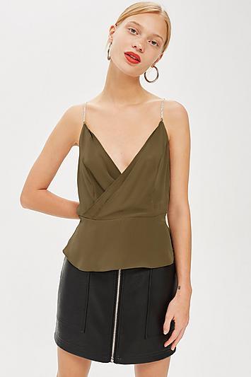 Topshop Diamante Strap Cami Top