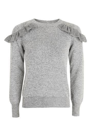 Topshop Petite Ruffle Shoulder Knit Sweatshirt