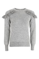 Topshop Petite Ruffle Shoulder Knit Sweatshirt