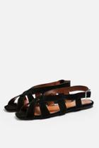 Topshop Opal Black Cross Front Sling Sandals