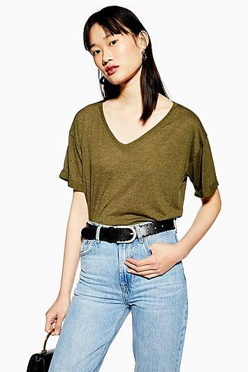 Topshop Slub V Tee