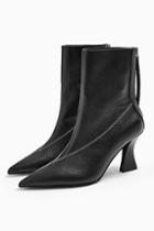 Topshop Mara Leather Black Point Boots