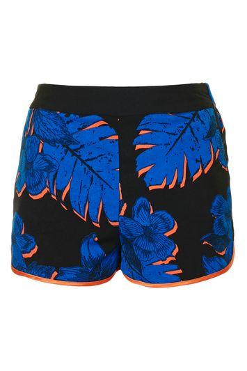 Topshop Dark Palm Print Shorts
