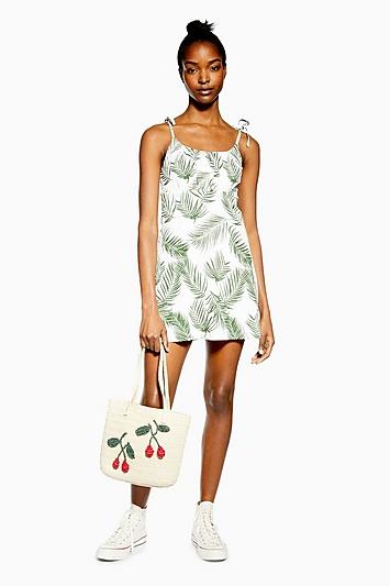 Topshop Palm Crinkle Mini Dress