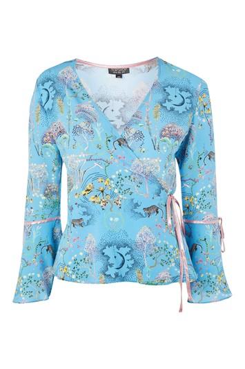 Topshop Magical Leopard Print Wrap Blouse