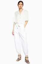 Topshop White Cuffed Utility Trousers