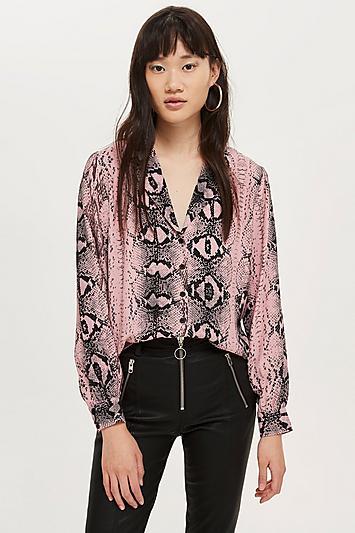 Topshop Pink Snake Print Shirt