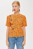 Topshop Leopard Print Button Blouse