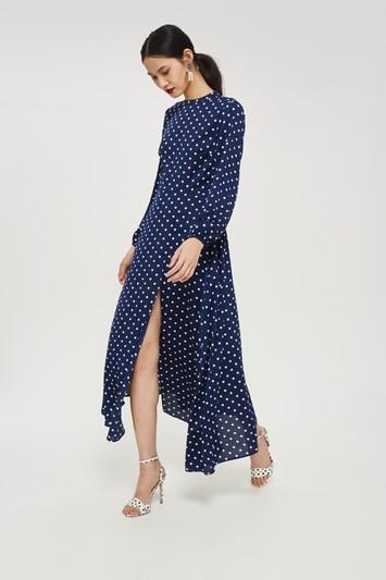 Topshop Polka Dot Print Open Back Maxi Dress