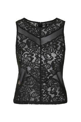 Topshop Lace Mesh Chevron Tank