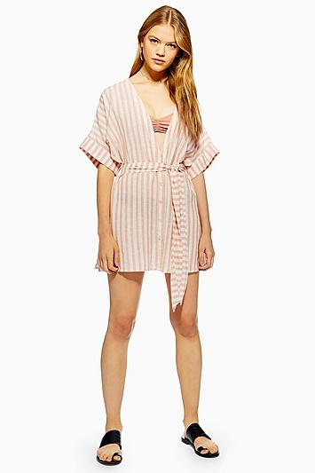 Topshop Soft Stripe Belt Dress