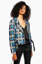 Topshop Check Leather Jacket