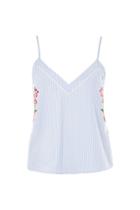 Topshop Stripe Floral Embroidered Night Camisole Top