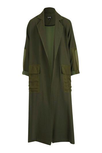 Topshop Petite Contrast Panel Duster Coat