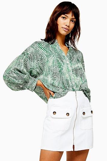Topshop Green Zebra Print Shirt