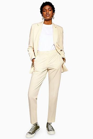 Topshop Petite Cream Suit Trousers