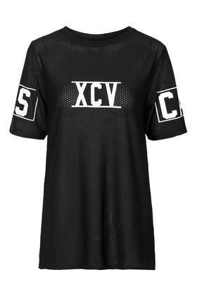 Topshop Airtex Roman Numerals Tee