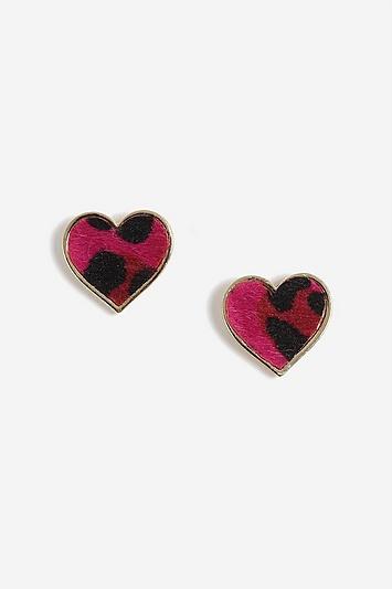 Topshop Leopard Faux Fur Heart Earrings