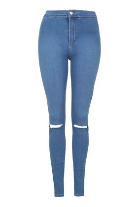 Topshop Moto Mid Blue Ripped Joni Jeans