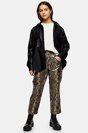 Topshop Petite Yellow Snake Trousers