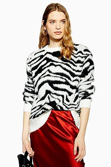 Topshop Moving Zebra Print Jumper
