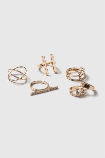 Topshop Clean Mix Shape Ring Pack