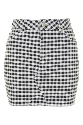 Topshop Petite Gingham Short Line Skirt