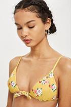 Topshop Floral Tie Front Triangle Bikini Top