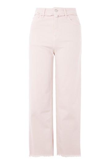 Topshop Moto Pink Cropped Wide Leg Jeans