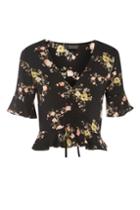 Topshop Floral Ruched Top