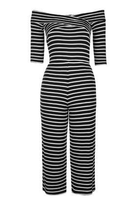 Topshop Stripe Bardot Jumpsuit