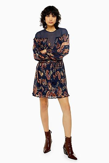 Topshop Paisley Pleat Dress