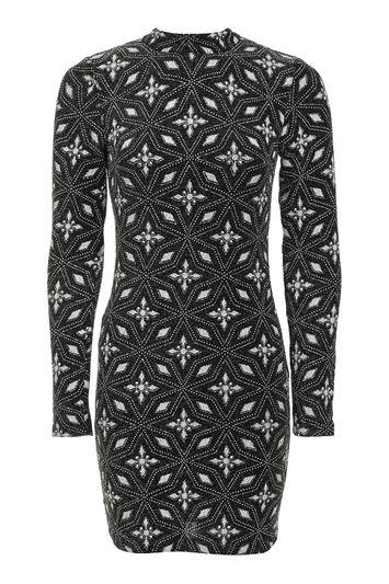 Topshop Glitter High Neck Dress