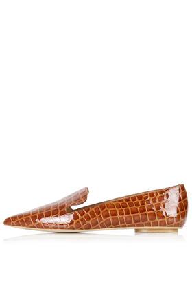 Topshop Kurve Pointed Croc-effect Shoes