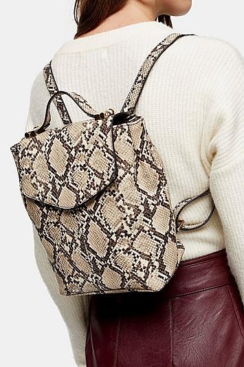 Topshop Beck Snake Print Backpack