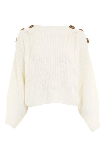 Topshop Button Slash Neck Jumper