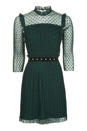 Topshop Plisse Star Mesh Skater Dress