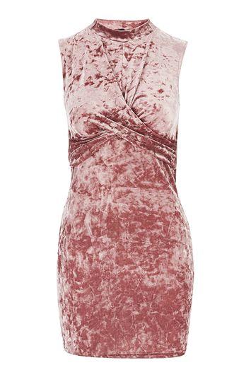 Topshop Tall Velvet Twist Front Mini Dress