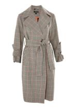 Topshop Check Belted Trench Coat