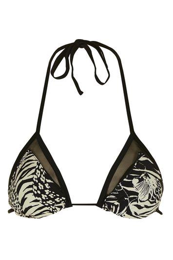 Topshop Tiger Print Mesh Bikini Top