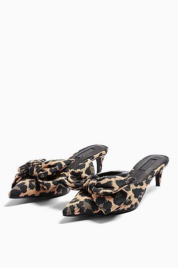 Topshop Jazz Leopard Bow Mid Mules