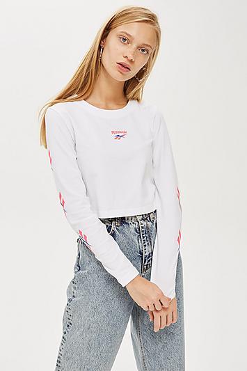 Topshop Vector Long Sleeve Crop Top By Reebok