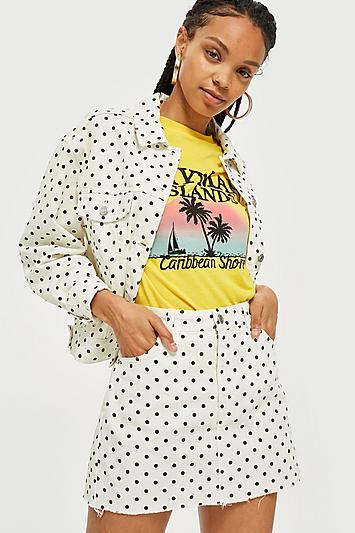 Topshop Polka Dot High Waisted Skirt