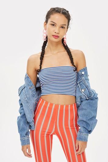 Topshop Petite Striped Boobtube Top